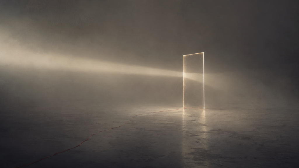 Une plaque transparente traversée par la lumière, image conceptuelle pour l’essai de Mina Bakhshi